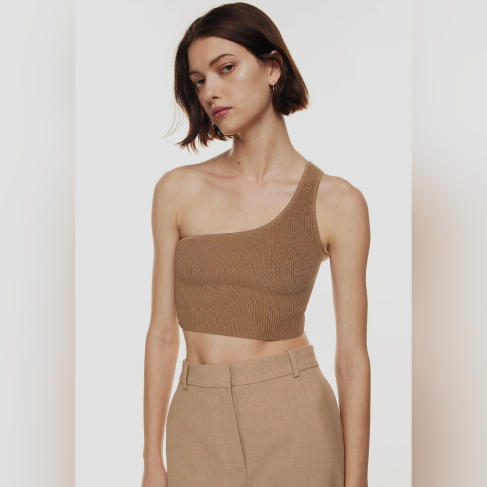 Aritzia‎ Babaton Sculpt Knit One-Shoulder Cropped Tight-fit, one-shoulder top